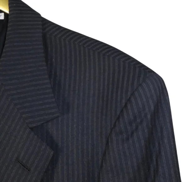 Brioni Dark Navy Suit Jacket w/ Vertical Stripes